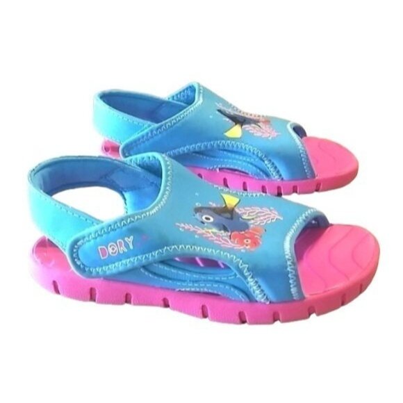 Disney Finding Dory Kids Open Toe Sandals Blue Pink Size 10 - Picture 4 of 8